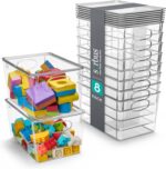 Sorbus Large Clear Plastic Bins with Lids – Stackable Organizer for Toys, Clothes, Medicine, Makeup, Closet, Art Supplies, Bathroom, Shoes – 8 Pack - Image 2
