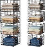 Stackable Closet Organizers and Storage Baskets, 4-Tier Closet Shelf Organizer for Small Space, Space-Saving Clothes Storage Drawer, Foldable Clothes Storage Bins for Closet Organizer System, Black - Image 2