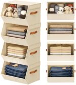 Stackable Closet Organizers and Storage Bins, Open Front Closet Shelf Organizer System With Steel Frame, Clothes Storage Basket Fabric, Collapsible Closet Drawers for Wardrobe, Nursery ,Toy, 4 Pack - Image 2