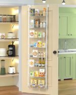 TIMEBAL 8 Tier Over the Door Pantry Organizer, and Storage Rack with 8 Full Baskets, Metal Hanging & Wall Mounted Kitchen Storage Spice Rack, Bathroom Over Door Organizer-White - Image 2