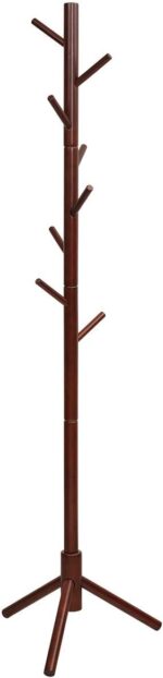 Tangkula Coat Rack Freestanding, Rubber Wood Coat Stand with 8 Hooks, Height Adjustable Entryway Coat Tree Coat Hanger Stand for Home Office Hall Entryway - Image 2