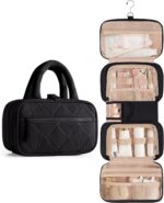 Travel Toiletry Bag for Women with Hanging Hook, Puffy Makeup Organizer with Brushes Slots for Bathroom, Shower and Beauty Essentials, Black - Image 2
