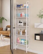 UMDONX Behind The Door Bathroom Shelf Narrow 5-Tier, Slim Space-Saving Storage Shelf, Freestanding Narrow Shelving Unit for Bathroom, Kitchen, Closet and Laundry Room - Image 2