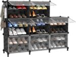 UNKU Shoe Rack, 8 Tier Shoe Storage Cabinet 32 Pair Plastic Shoe Shelves Organizer for Closet Bedroom Entryway Black - Image 2