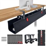 Under Desk Cable Management,No Drill 36",cord organizer,with Silicone Pads (No Scratch!)16 Cable Ties,Washable PE Honeycomb Base,Clamp/Screw Mount-Fits Any Desk 0-2.1",No Stinky Cardboard! Black - Image 2