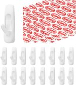 Utility Wall Hooks for Hanging Medium 16 Hooks, Damage Free Hanging Wall with Adhesive 20 Strips, Heavy Duty Adhesive Damage Free for Key Holder, Coat, Door, Shower - Image 2