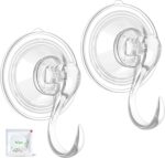 VIS'V Wreath Hanger, Large Suction Cup Wreath Hooks with Wipes, Heavy Duty, 22 LB Capacity, Removable and Reusable, Clear, 2 Pcs - Image 2