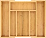 VaeFae Bamboo Drawer Organizer, Expandable Silverware Drawer Organizer, Cutlery Tray with Dividers for Kitchen Utensils, Medium - Image 2