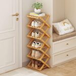 Vertical Narrow Shoe Rack, 6 Tier Portable Folding Shoe Storage Rack, Without Installation Free Standing Shoe Rack for Corridors, Bedrooms Living Room Corner and Small Spaces (6 Tier) - Image 2