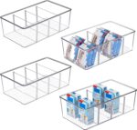 Vtopmart 4 Pack Food Storage Organizer Bins, Clear Plastic Bins for Pantry, Kitchen, Fridge, Cabinet Organization and Storage, 4 Compartment Holder Packets, Snacks, Pouches, Spice Packets - Image 2
