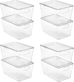 Vtopmart 8 Pack Clear Stackable Storage Bins with Lids, Large Plastic Containers with Handle for Pantry Organization and Storage,Perfect for Kitchen, Fridge, Cabinet, Bathroom Organizer - Image 2