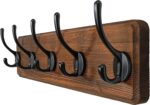 WEBI Coat Rack Wall Mount,Coat Hooks Wall Mounted,16" Hole to Hole,Coat Hanger Wall,Hook Rack Rail,5 Hooks for Hanging Jacket,Clothes,Hats,Rustic Brown - Image 2