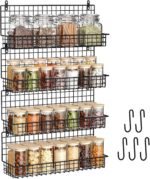 X-cosrack Upgraded Spice Rack Organizer - Wall Mounted Large 4-Tier Stackable Spice Storage with 5 Hooks, Holds 80 Jars, for Kitchen Pantry Organization (Patent:D909138S) - Image 2