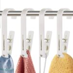 XoYoZo Laundry Hooks with Clips Hanger Closet Organizer Clamps Socks Boot Bras Towels for Bathroom Wardrobe Kitchen Office 4Pcs (White) - Image 2