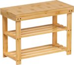 Zhuoyue Bamboo Shoe Rack Wood Bench with Storage Shelf for Entryway Small Space Organizer Indoor Outdoor Use - Image 2