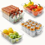 Zulay Kitchen 4 Pack Refrigerator Organizer Bins – Large Clear Fridge Storage Containers with Built-In Handles & Non-Slip Feet - Ideal Fridge Organizers, Kitchen Cabinets, Pantry Organization - Image 2