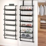 bukfen Over The Door Shoe Organizer,6-Tier Adjustable Door-Mounted/Wall-Mounted Shoe Rack,Heavy-Duty Metal Storage for Closet Door,Black,1 Pack - Image 2
