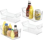 iDesign Condiment Organizer for Fridge - Plastic Fridge Organizer Bins with Handles, Set of 4, Clear - Image 2