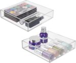 iDesign Plastic Makeup Drawer Organizer Tray - Vanity Organizer or Desk Drawer Organizer - Set of 2 - Clear - Image 2