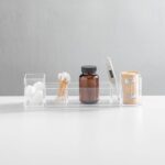 mDesign Plastic Bathroom Medicine Cabinet Organizer with Handles - Divided Vanity Storage Holder/Container for Cotton Swabs, Makeup, Bathroom Essentials/Toiletries, Lumiere Collection, 2 Pack - Clear - Image 2