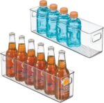 mDesign Plastic Kitchen Organizer - Storage Holder Bin with Handles for Pantry, Cupboard, Cabinet, Fridge/Freezer, Shelves, and Counter - Holds Canned Food, Snacks - 2 Pack - Clear - Image 2