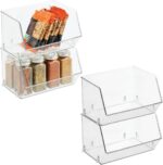 mDesign Plastic Open Front Food Storage Bin for Kitchen Cabinet, Pantry, Shelf, Fridge/Freezer - Organizer for Fruit, Potatoes, Onions, Drinks, Snacks, Pasta - 5" Tall - 4 Pack - Clear - Image 2