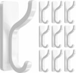 pickpiff Adhesive Wall Coat Hooks - Heavy Duty Stick-On Door Hanger, Metal Hook for Hanging Towel,Purse, Robe, Backpack, Jacket, Clothes - for Bathroom,Dorm, Closet, Kitchen - White, 10 Pack - Image 2