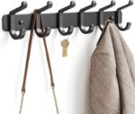 pickpiff Coat Rack Wall Mounted Heavy-Duty: Metal Coat Hanger 6 Hooks for Hanging Hat, Clothes, Robe, Keys, Backpack, Bathroom Towels, Jacket, Purse - Closet, Door, Entryway, Mudroom (Black, 1 Pack) - Image 2