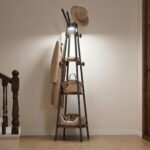 young master Coat Rack, Freestanding Coat Rack with 3 Shelves and 12 Hooks, Coat tree with Motion Sensor Light for Entryway, Livingroom, Hall Tree Free Standing for Coats, Scarves, Handbags, Black - Image 2