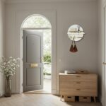 OurWarm Key Holder Wall Mount, 11.8 Inch White Decorative Key and Mail Holder Organizer with 8 Key Hooks, Round Wooden Key Rack Key Hanger with Shelf for Wall Entryway Boho Home Decor - Image 4