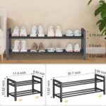 2-Tier Expandable Shoe Rack (17.5"-30.7") – Adjustable Heavy-Duty Metal Shoe Organizer Shelf for Closet, Entryway, Mudroom & Garage – Durable Freestanding Storage, Black - Image 4