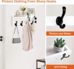 Coat Rack Wall Mount with Shelf, Coat Hanger Wall Mount with Key Hooks and Mail Holder, Wood Entryway Floating Shelf with Hooks and Storage, Hat Rack for Wall Key Holder Mail Organizer - Image 3