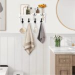 Coat Rack Wall Mount with Shelf, Coat Hanger Wall Mount with Key Hooks and Mail Holder, Wood Entryway Floating Shelf with Hooks and Storage, Hat Rack for Wall Key Holder Mail Organizer - Image 4