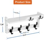 Coat Rack Wall Mount with Shelf, Coat Hanger Wall Mount with Key Hooks and Mail Holder, Wood Entryway Floating Shelf with Hooks and Storage, Hat Rack for Wall Key Holder Mail Organizer - Image 7