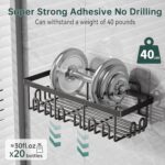 5-Pack Adhesive Shower Caddy, Rustproof Stainless Steel Organizer for Bathroom Storage with Large Capacity, No Drilling Bathroom Caddy with Soap Toothbrush Holder for Kitchen Home Black - Image 4