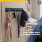 Key Holder Wall Mount Key Rack, Hanging Keys Hanger Hooks for Wall-Mounted Black Rail with 4 Hooks Storage Organizer Home Decor, Self Adhesive no Drill or Screws - Image 3