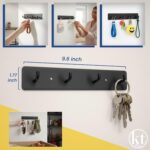 Key Holder Wall Mount Key Rack, Hanging Keys Hanger Hooks for Wall-Mounted Black Rail with 4 Hooks Storage Organizer Home Decor, Self Adhesive no Drill or Screws - Image 6