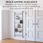 MyGift 70 Inch Black Metal Wall Mounted Shoe Rack for efficient Vertical Storage, Shoe Storage for Closet with 36 Hooks, Holds up to 18 Pair for Entryway - Image 4