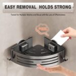 Conworld Corner Shower Caddy Suction Cups, Corner Shower Shelf for Inside Shower, Organizer Suction for Bathrooms Storage, No-Drilling Removable (Aluminum, 2-Pack, Gunmetal Gray) - Image 4