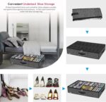 Onlyeasy Sturdy Under Bed Shoe Storage Organizer Fit 8 to 16 Pairs, Collapsible Closet Underbed Shoes Container Bags with Reinforced Handles, 37.7x23.6x5.9in, Linen-like Black, MXAUBS16P1 - Image 4