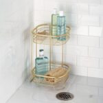 iDesign 2-Tier Bathroom Freestanding Square Shower Caddy Organizer - Gold - Image 4