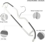 60 Pack M-Style Plastic Pants Hangers, Thin Space Saving Hanger with Rubber Pads and 360° Hook - Non Slip Clothes Hangers, Closet Organizer for Camisole, Tank Top, Dresses, Skirt - Gray - Image 4