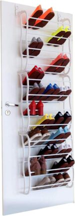 Fancy Buying Over The Door Shoe Rack Holder - 36 Pair Shoes Hanging Shelf Storage Shoe Organizer with Hooks - Image 3