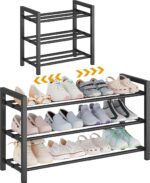 3-Tier Expandable Shoe Rack – Adjustable Heavy-Duty Metal Shoe Organizer Shelf for Closet, Entryway, Mudroom & Garage – Durable Freestanding Storage, Black - Image 2