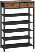 HOOBRO Shoe Rack, 6 Tier Shoe Storage Organizer with 2 Non-Woven Drawers, 15-20 Pairs of Shoes for Entryway, Shoe Shelf with 5 Oxford Fabric Shelves and Wooden Top, Closet, Rustic Brown BF79XJ01 - Image 2