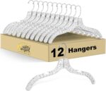 Quality Clear Plastic Hangers 12 Pack - Durable Crystal Cut Heavy Duty Hangers for Clothes, Shirts, Suits, Coats, Dresses - Image 2