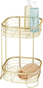 iDesign 2-Tier Bathroom Freestanding Square Shower Caddy Organizer - Gold - Image 2
